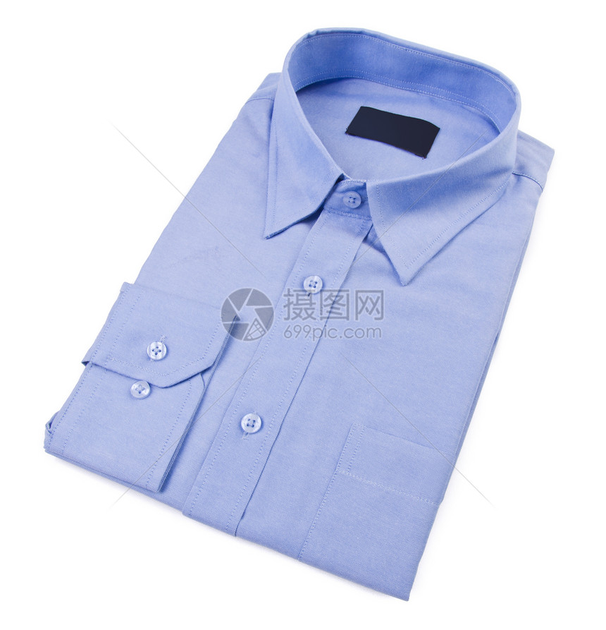 白色背景的着装衬衫内衬衣领衣服商业套装制造业裙子织物蓝色图片