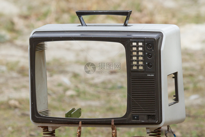 无屏幕的Grungi 旧电视机表盘空白渠道监视器电视管子电气视频盒子娱乐图片