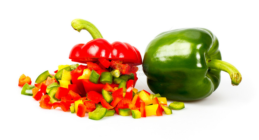 胡椒切片蔬菜辣椒团体红色美食食物营养作品黄色种子图片