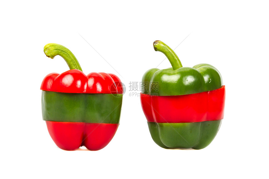 一片红绿胡椒片图片