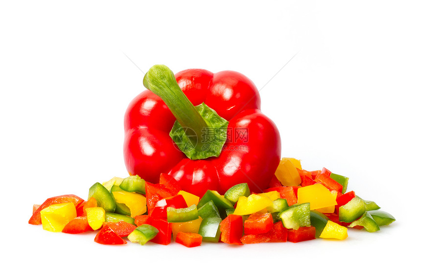胡椒切片辣椒白色香菜团体食物作品红色营养种子黄色图片