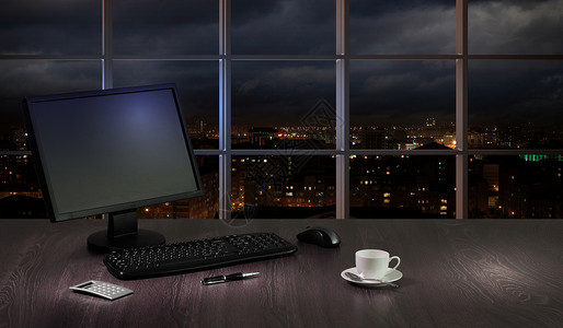 夜间办公室风景天空建筑建筑学职业窗户工作电脑景观公司背景图片