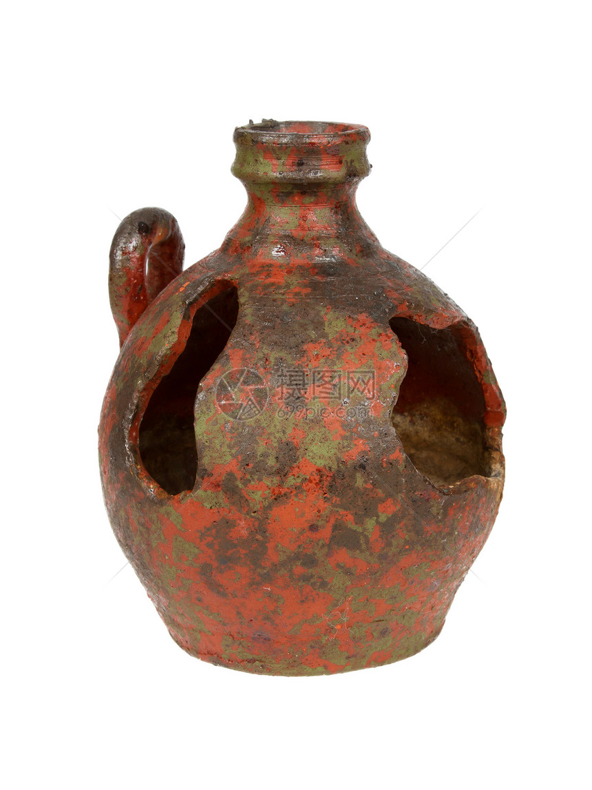 泥土的红色花瓶 手工艺品手工纪念品艺术水壶装饰品陶瓷宽慰陶器古物工艺图片
