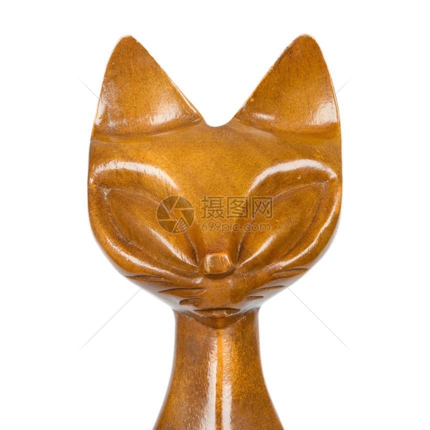 猫的老木雕像古董宠物招财动物小猫猫科卧室雕刻文化木头图片