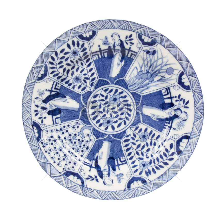 荷兰的古荷兰车牌陶器花朵蓝色工作室白色盘子古董图片