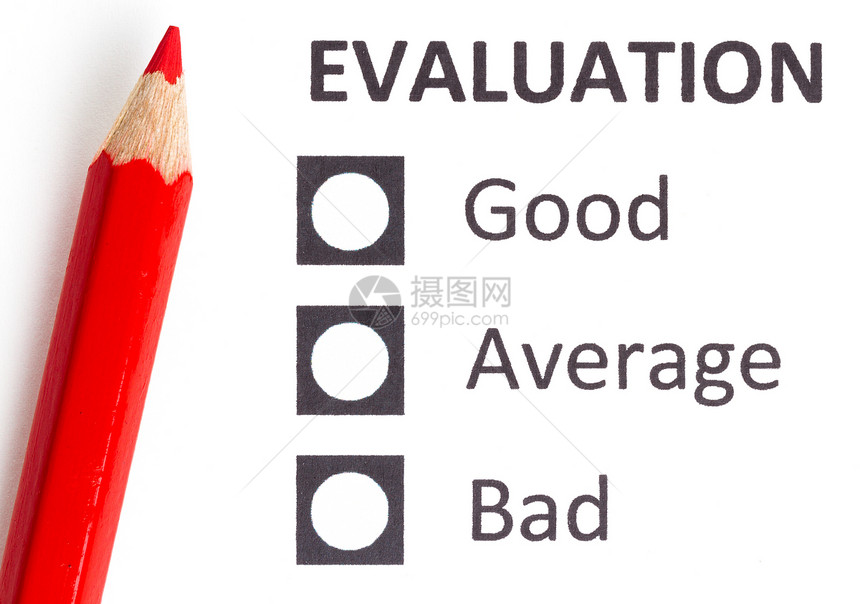 红铅笔放在评价表上投票红色表决圆形考试圆圈选举按钮清单白色图片