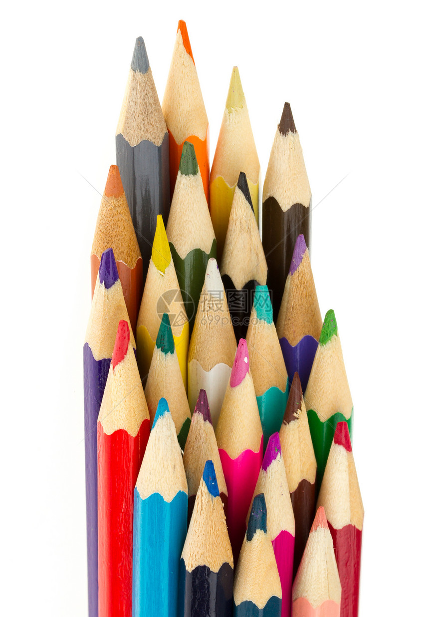 收集多彩铅笔收藏光谱红色绿色黄色调色板彩虹乐器木头紫色棕色图片