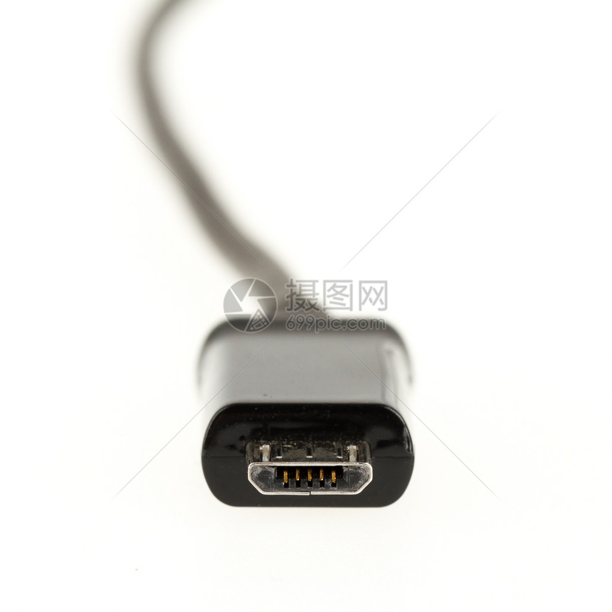 白色上隔离的小型USB电缆图片
