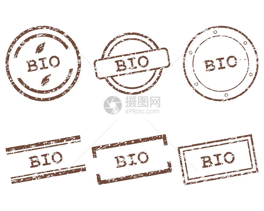 生物邮票标签插图贴纸橡皮按钮打印烙印墨水棕色商业图片