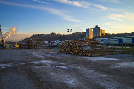 上林木材港十二月北欧的高清图片