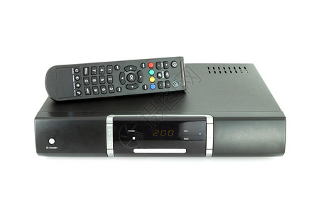 卫星电视接收器卫星电视远程和接收器电子频道水平控制板按钮机顶盒播送调谐器解码器信号背景