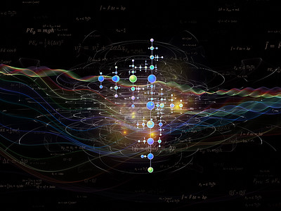 虚拟物理力学元素插图科学化学作品实验室公式粒子原子背景图片