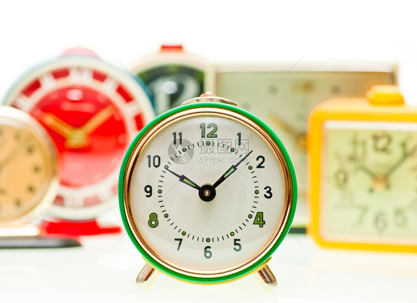 闹钟钟集时间金属圆形绿色戒指塑料手表数字测量倒数图片