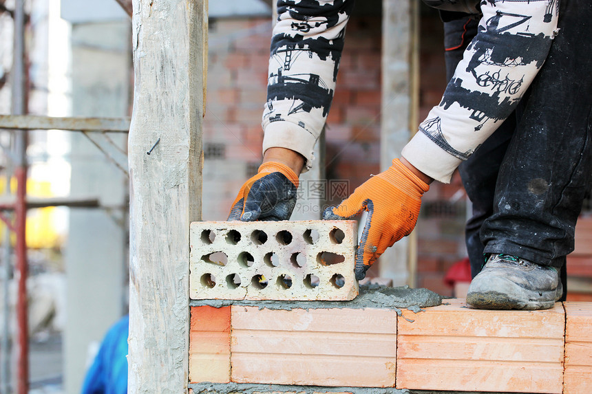砖层水泥头盔建筑商业房子建设者就业橙子框架劳动图片