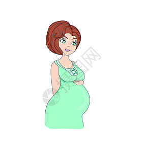 宝宝头发美丽的怀孕女孩海报衣服卡片父母木乃伊快乐幸福女士卡通片家庭设计图片