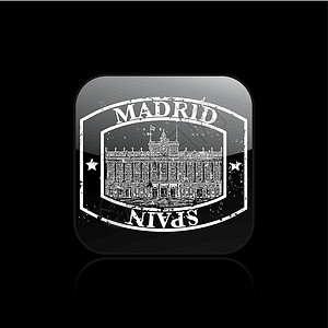孤立的马德里邮票图标矢量插图背景图片