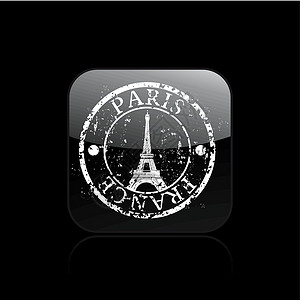 孤立的巴黎图标矢量插图程式化邮票背景图片