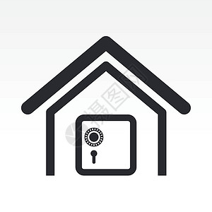 单一银行图标的矢量插图风险保修单保险保险柜磁带房子安全背景图片
