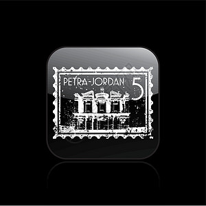 单个 Petra 图标矢量插图程式化纪念碑历史性背景图片