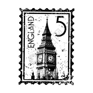 孤立的伦敦印刷图标矢量插图历史划痕纪念碑首都英语建筑背景图片