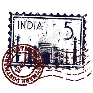 印度孤立图标的矢量插图程式化邮票邮件背景图片