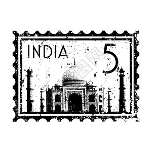 印度新德里印度孤立图标的矢量插图邮件程式化邮票插画