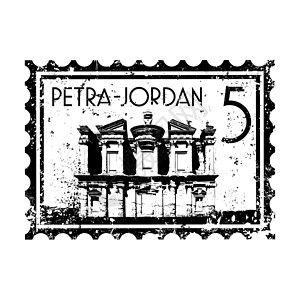 佩特拉孤立的约旦图标矢量插图历史性程式化纪念碑插画