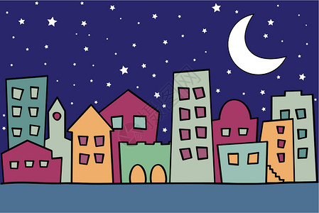 标准化夜间城市矢量插图背景图片