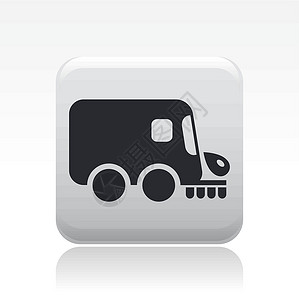 单一道路清洁器图标的矢量插图卡车卫生货车清洁工街道背景图片
