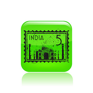 单一印度图标矢量插图程式化邮件邮票背景图片