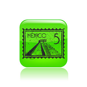 墨西哥广场单个墨西哥图标矢量插图邮件金字塔程式化插画
