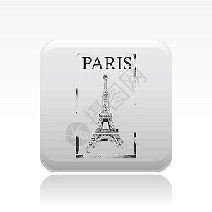 单一巴黎图标的矢量插图邮票程式化背景图片