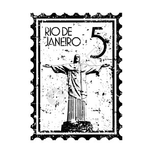 巴西基督像孤立的巴西图标矢量插图历史救主基建造明信片邮票邮政划痕邮件纪念碑督像插画