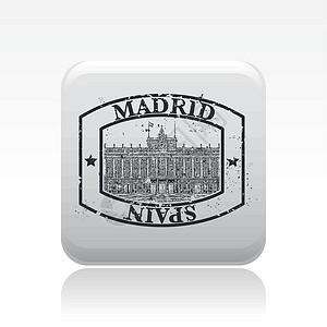 单一马德里图标矢量插图效果历史印刷划痕邮票背景图片
