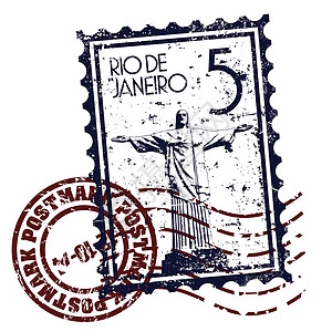 督灸孤立的巴西图标矢量插图救主基纪念碑明信片建造邮票历史邮件邮政划痕督像插画