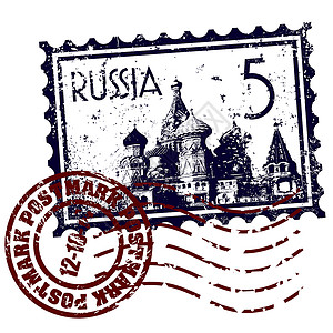 单一俄罗斯图标的矢量插图邮票首都邮件国家背景图片