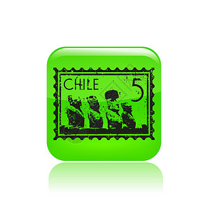 单个智利图标矢量插图邮政历史国家纪念碑岩石明信片邮票划痕背景图片