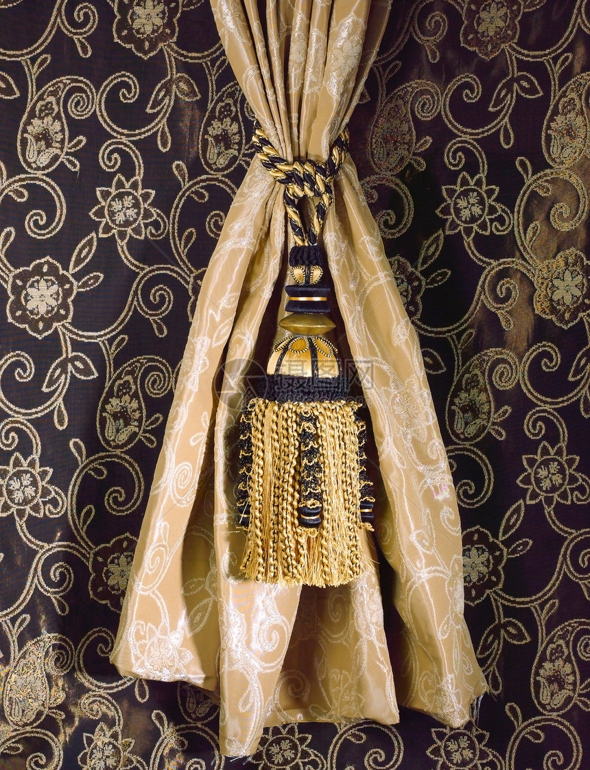 织物背景的布料和贝类大设计图片
