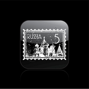 单一俄罗斯图标的矢量插图邮票国家邮件首都背景图片
