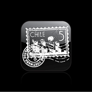 单个智利图标矢量插图程式化历史划痕国家邮票岩石纪念碑明信片邮政背景图片