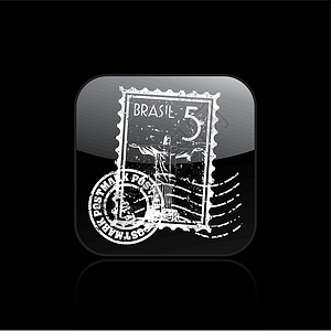 督灸单一巴西图标矢量插图城市邮政邮票督像明信片划痕程式化纪念碑历史邮件插画
