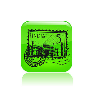 印度阿格拉单一印度图标矢量插图邮票插画