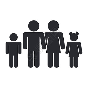 单一家庭图标矢量插图女儿母亲房子父亲财产儿子背景图片