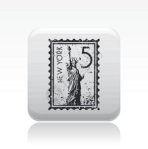 单一纽约图标的矢量插图程式化邮票首都背景图片