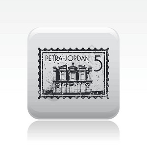 约旦佩特拉古城单个 Petra 图标矢量插图程式化历史性纪念碑插画