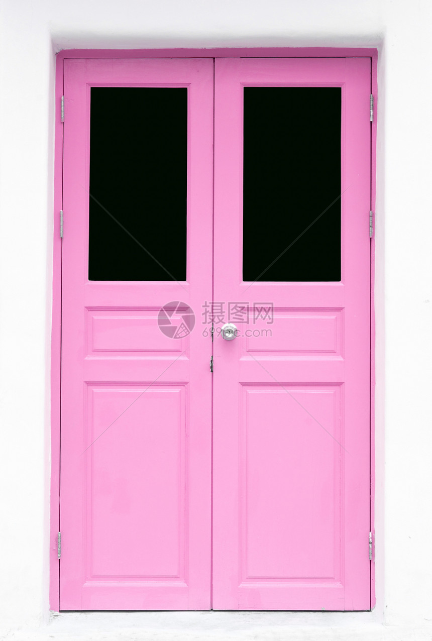 粉红色希腊风格门商业场景玻璃粉饰房子村庄装饰品窗户建筑建筑学图片