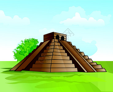 里约半岛玛雅金字塔 插图文化宗教古物文明情调传统绘画艺术品异国面具插画