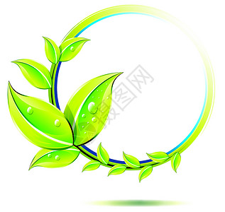 绿色光环环境插画树叶叶子艺术品生活绿色生长环保白色植物生态插画