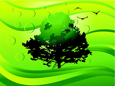 环境插画生长气泡叶子艺术品树叶插图绘画生态环保植物背景图片