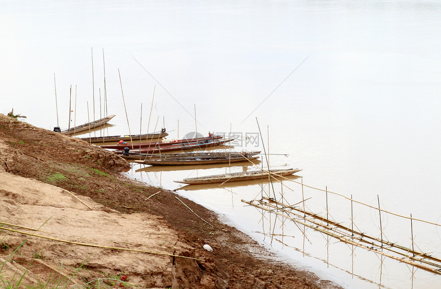 湄公河上的木木船血管钓鱼旅游运输场景海岸气候天空旅行假期图片
